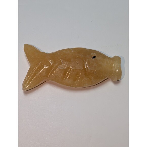 Vintage Pair Mexican Onyx Carved Fish Charms Stone Amber Hecho En Mexico - Picture 6 of 13